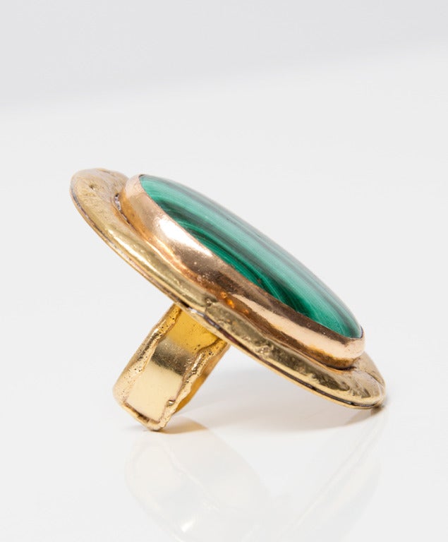 Contemporary Sylvia Toledano Oversized Malachite Gold Ring