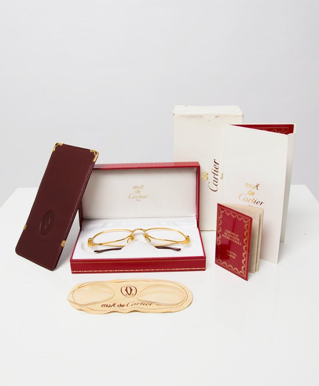 Cartier gold with silver full frame eyeglasses. In Excellent Condition In Antwerp, BE