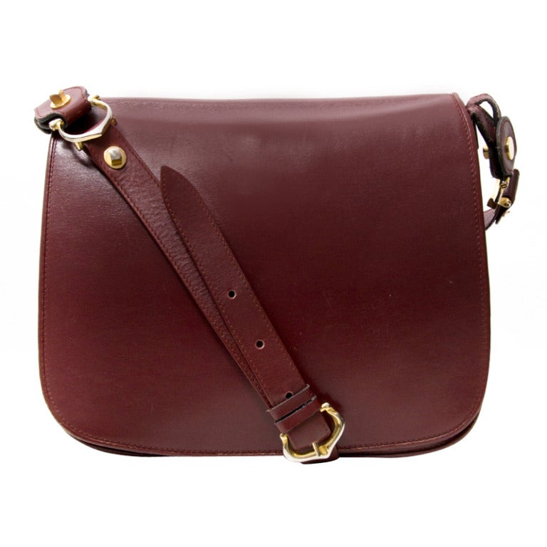 Cartier Vintage Leather Saddle Bag/Satchel Shoulder Bag at 1stDibs