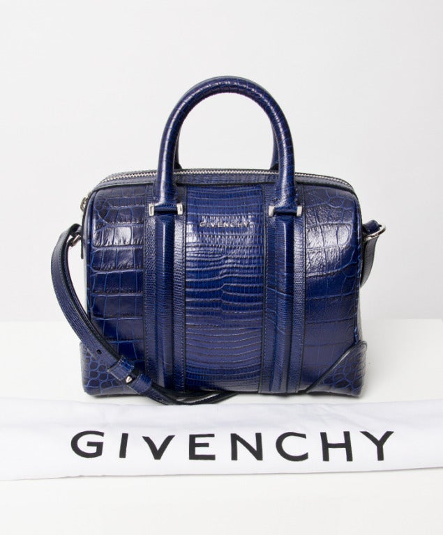 Givenchy Lucrezia Mini Stamped Tejus and Crocodile in Blue 1
