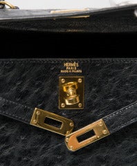 COLLECTOR ITEM Hermes Kelly Mini Black Ostrich 20 cm 1