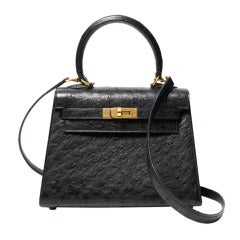 Kelly mini ostrich handbag Hermès Grey in Ostrich - 36340537