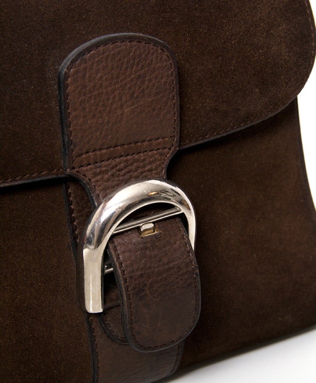 Delvaux Brillant PM Brown Suede at 1stDibs