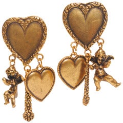 Vintage Joseff of Hollywood Heart and Cupid Earrings