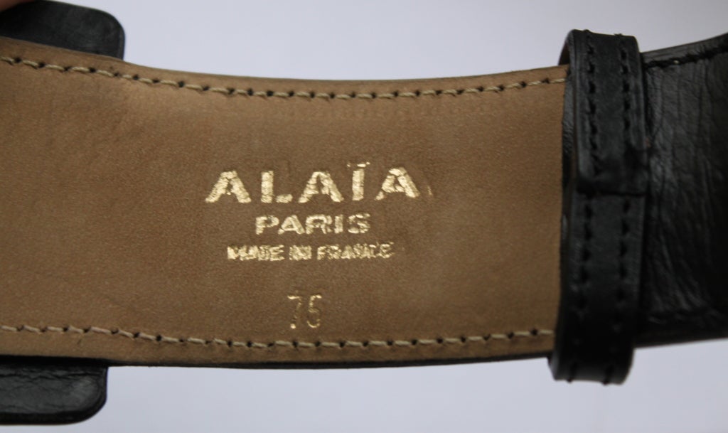 Women's AZZEDINE ALAIA black leather belt with silver studs