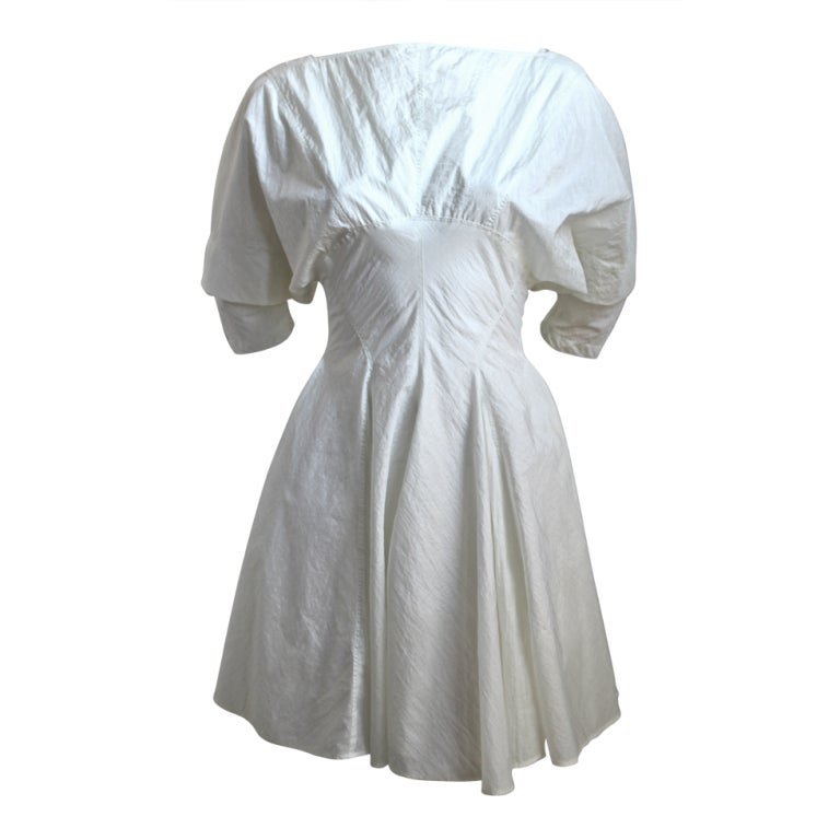 1980's AZZEDINE ALAIA nylon dress with full skirt For Sale
