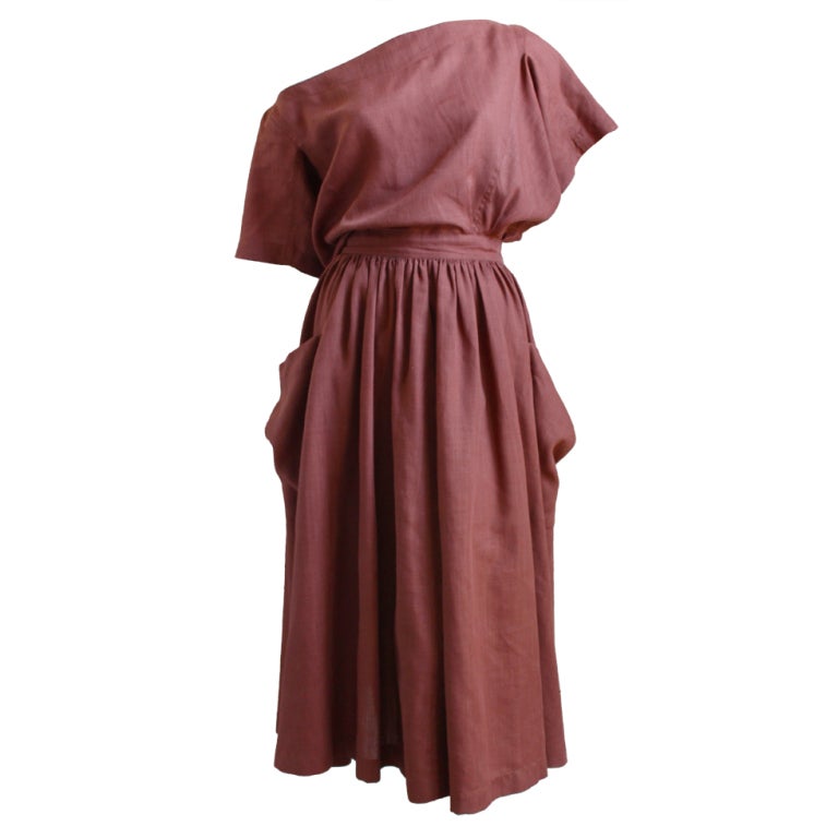 AZZEDINE ALAIA terra cotta backless linen dress