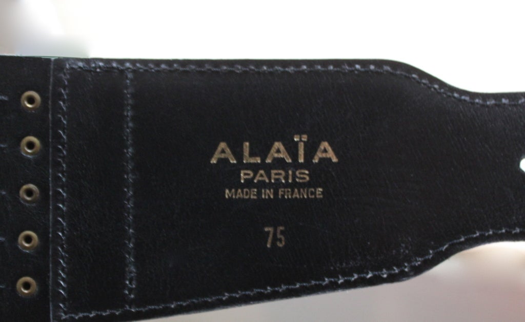 Women's AZZEDINE ALAIA black leather lace up corset belt