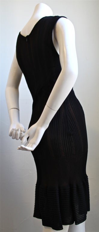 Azzedine Alaia black sheer pointelle knit dress with nude lining 1