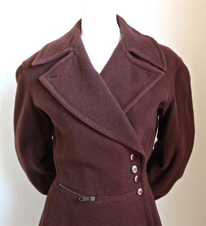 Women's AZZEDINE ALAIA brown wool coat with corset back