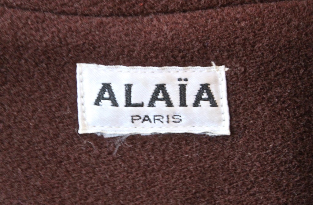 AZZEDINE ALAIA brown wool coat with corset back 1