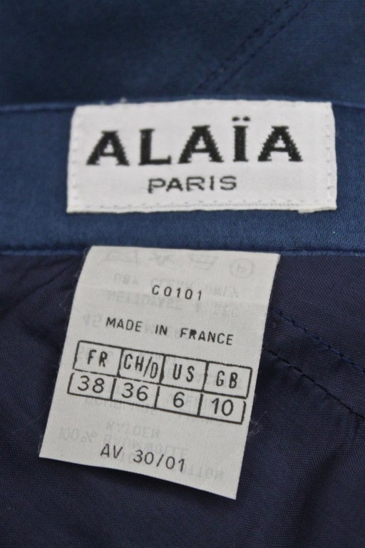 AZZEDINE ALAIA black navy corset suit with eyelet trim and bra 3