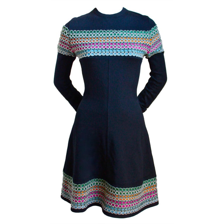 AZZEDINE ALAIA black knit dress with woven trim