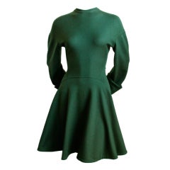 AZZEDINE ALAIA green skater dress with full seeves