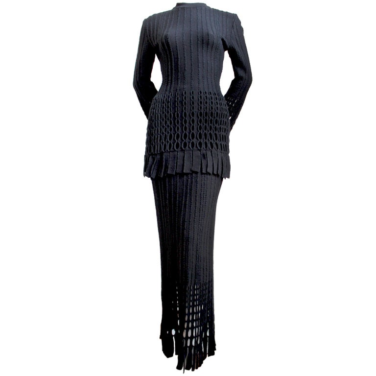 AZZEDINE ALAIA fringed tunic and full length skirt For Sale