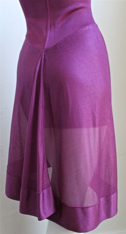 Women's AZZEDINE ALAIA magenta dress with sheer asymmetrical hemline