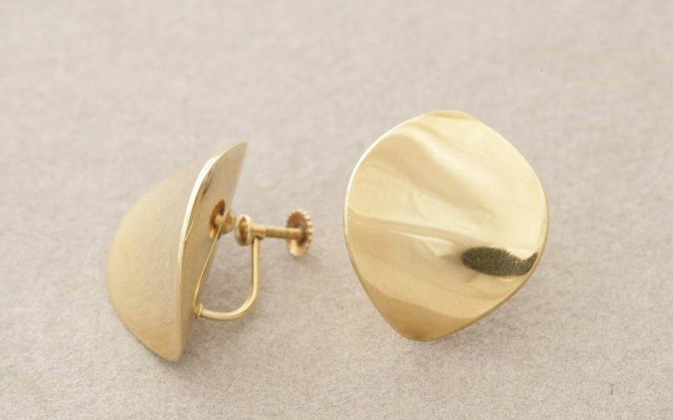 GEORG JENSEN Modernist Gold Earrings By Nanna Ditzel  In Excellent Condition In San Francisco, CA