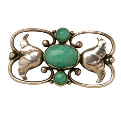 GEORG JENSEN Rare Amazonite Stone Brooch, No. 236