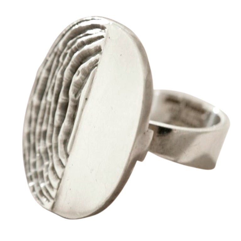 Jane and Finn Sterling Silver Modernist Ring No. 553(Size 7 ) For Sale
