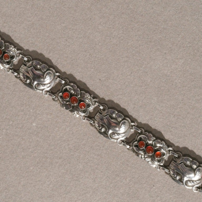 GEORG JENSEN Sterling Bracelet With Carnelian, No. 24