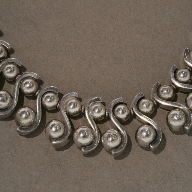 Margot De Taxco Sterling Silver Modernist Necklace In Good Condition In San Francisco, CA