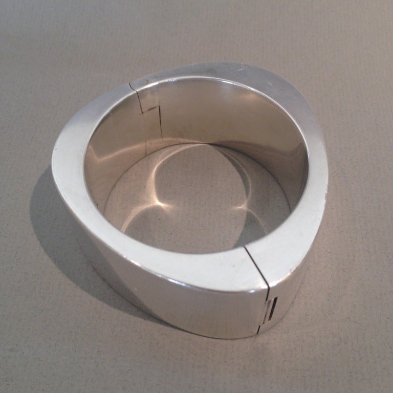 Georg Jensen ,Large sterling silver cuff with clasp. Made in Denmark  Heavy weight in excellent condition. Measures 2.25