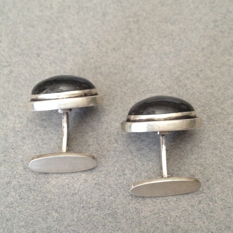 Large modern sterling silver cufflinks with breathtakingly vibrant labradorite stones. A rare and very special find!