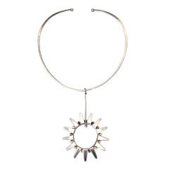 Tone Vigeland Handmade Sterling Silver Neck Ring with Sun Pendant