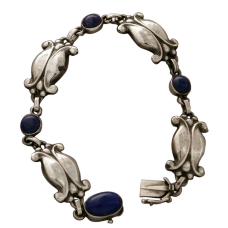 Georg Jensen Sterling Silver Bracelet With Lapis Lazuli No. 11