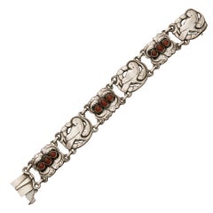 Vintage Georg Jensen Sterling Silver Bird Bracelet with Carnelian No. 14