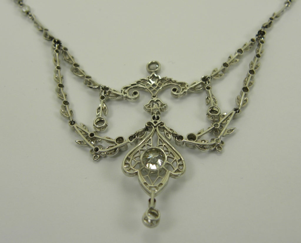 Victorian Platinum, Pearl and Diamond Necklace