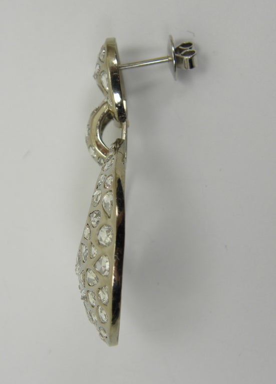 Women's Door Knocker Design Diamond Earrings For Sale