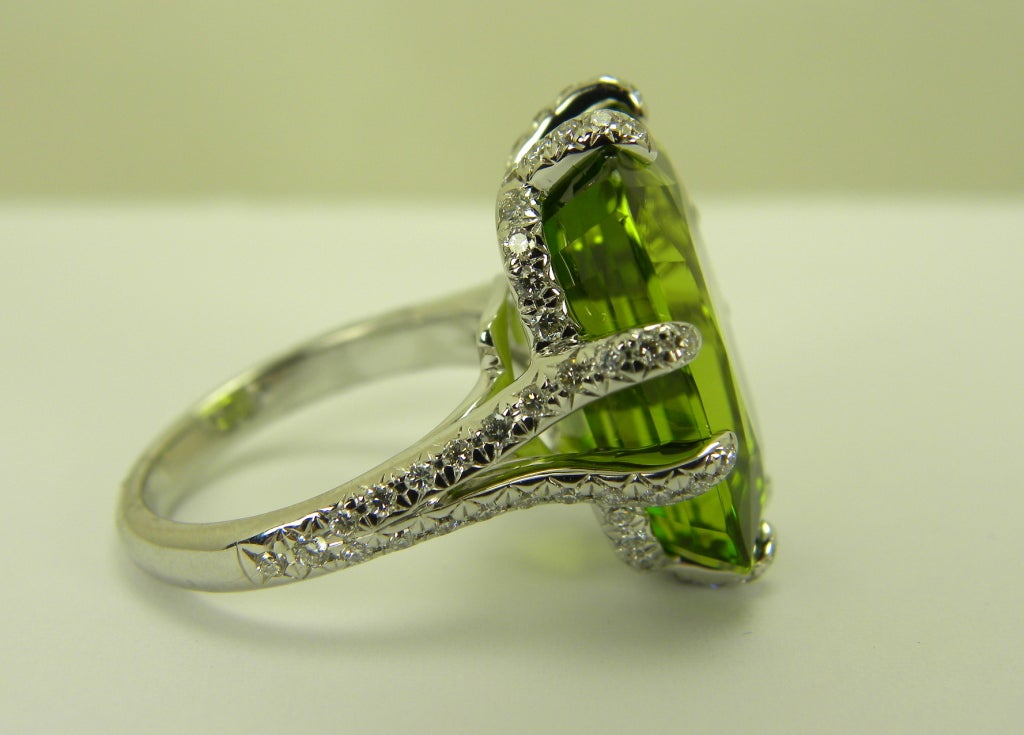 Women's Peridot and Diamond Ring For Sale