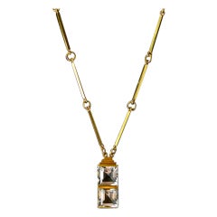 Scandinavian Aquamarine and Gold Modernist Necklace