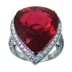 important Rubelite ring and diamond ring