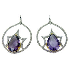 Amethyst and diamonds door knocker earrings