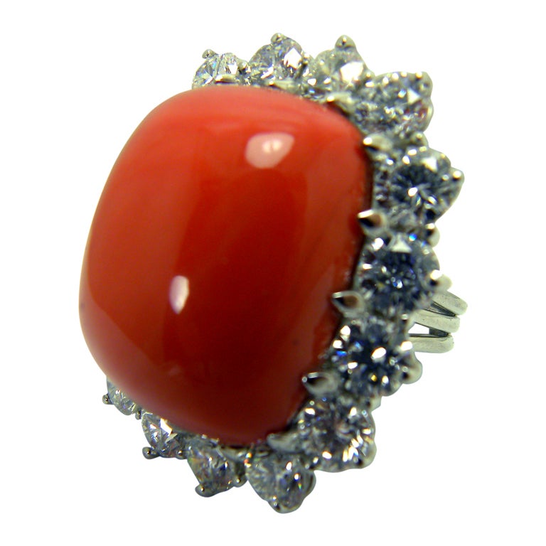 Oversized rare coral ring