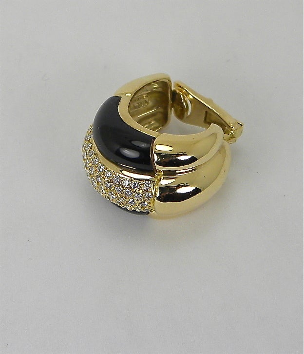 Women's Zolotas 1960's original black onyx and diamond earrings For Sale