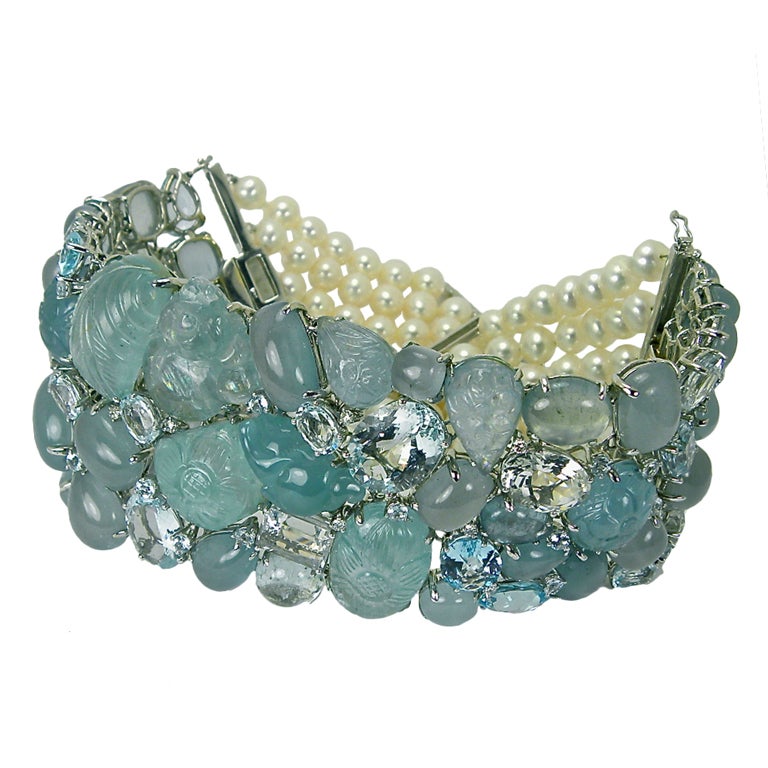 Aquamarine bracelet/choker For Sale