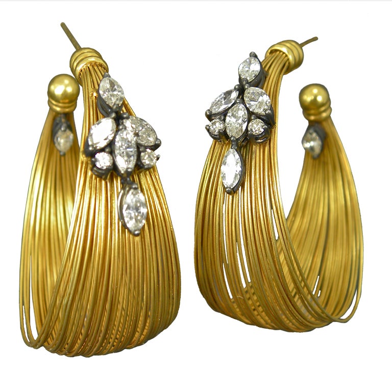 Handmade Wire and Diamond Hoops For Sale