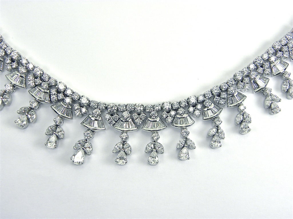 Classic Elegant Diamond Fringe Necklace