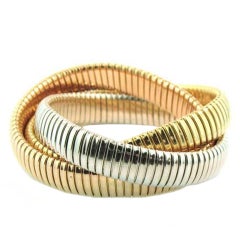 Tri-Color Gold Triple Strand Tubogas Flex Bracelet