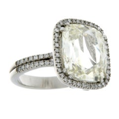Elegant Cushion Cut Diamond with Pave Halo Platinum Ring