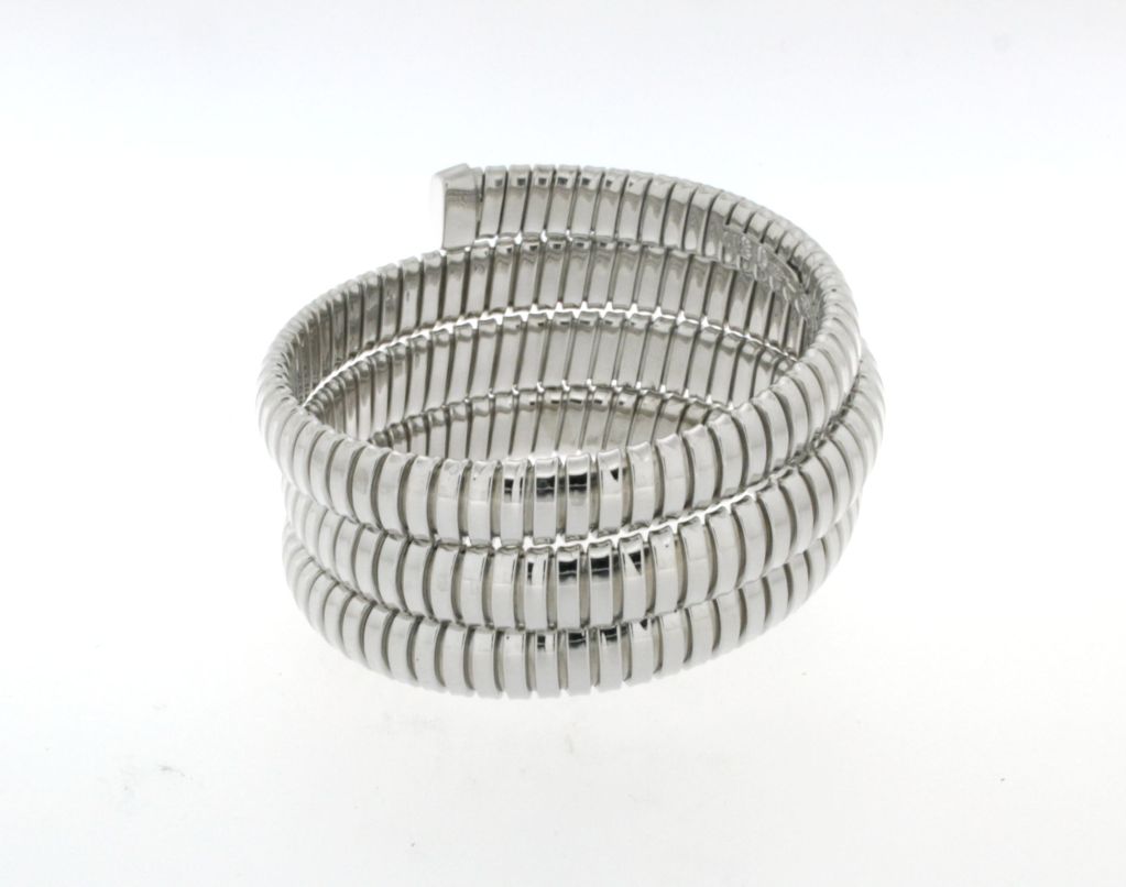 White Gold Vermeil Tubogas Coil Bracelet