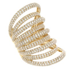 Gold and Pave Diamond Multi Band Ring Gold and Pave Diamond Multi Band Ring