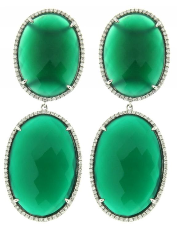 Diamond and Onyx Double Oval Drops