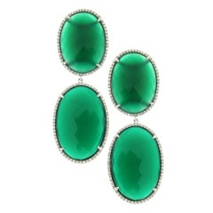 Diamond and Onyx Double Oval Drops