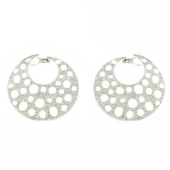 Moonstone and Pave Diamond Open Circle Earrings