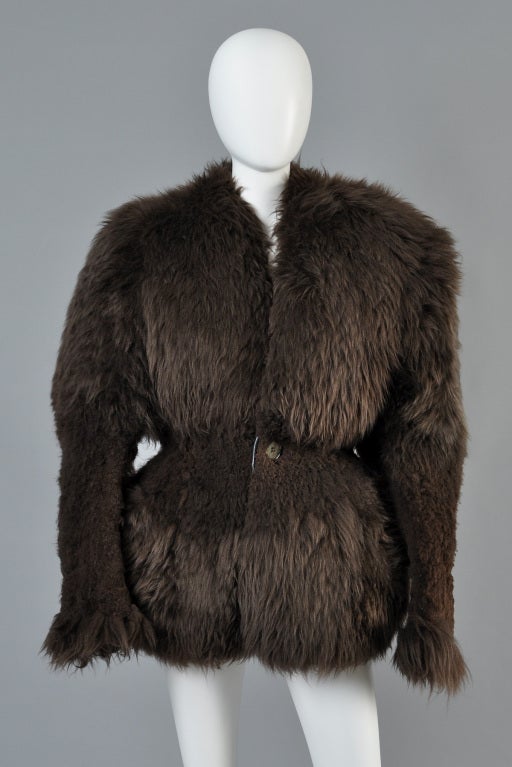 Women's Early Rick Owens Sculpted Shearling Fur Coat