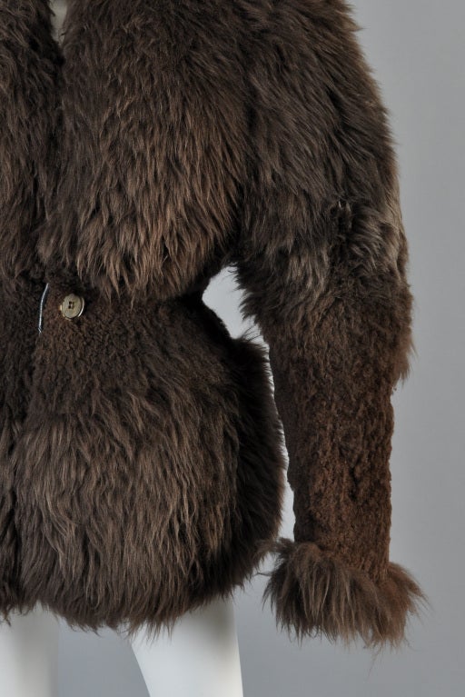 Early Rick Owens Sculpted Shearling Fur Coat 1